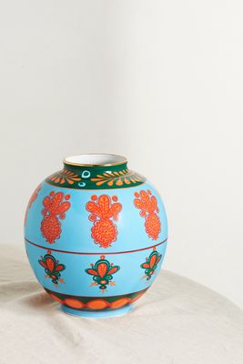 La DoubleJ - Bubble Gold-plated Porcelain Vase - Blue