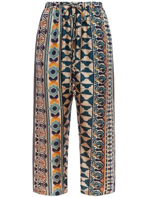 La DoubleJ Casareale-print silk trousers - Neutrals
