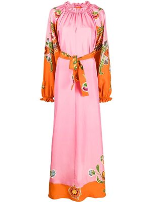 La DoubleJ Cerere floral-print silk maxi dress - Pink
