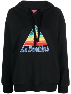 La DoubleJ Discman logo-print cotton hoodie - Black
