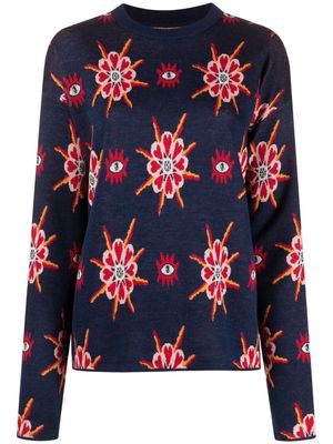 La DoubleJ eye floral pattern jumper - Blue