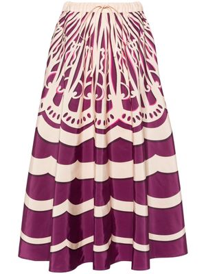 La DoubleJ Fans-print drawstring midi skirt - Purple