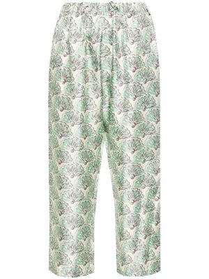La DoubleJ Fans-print silk trousers - Green