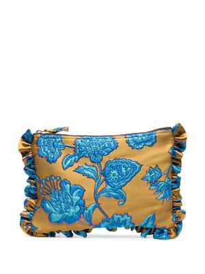 La DoubleJ floral-jacquard clutch bag - Gold