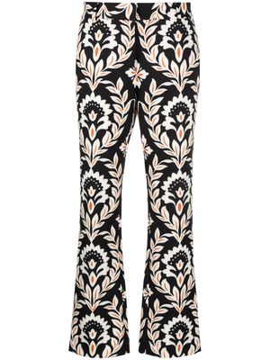 La DoubleJ floral-print cropped trousers - Black