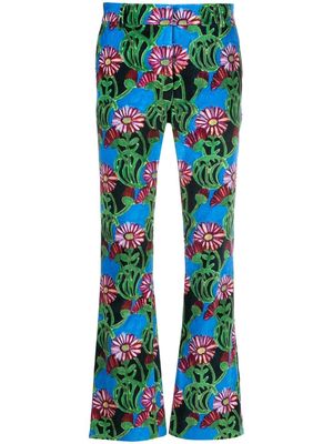La DoubleJ floral-print flared trousers - Green