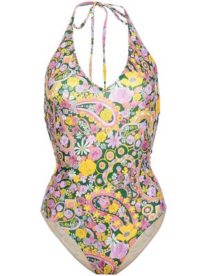 La DoubleJ floral-print halterneck swimsuit - Multicolour