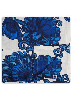 La DoubleJ floral-print linen table cloth - Blue