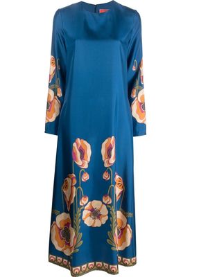 La DoubleJ floral-print long-sleeved dress - Blue