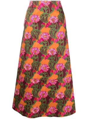 La DoubleJ floral-print maxi skirt - Orange