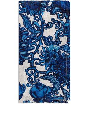 La DoubleJ floral-print napkin set - Blue