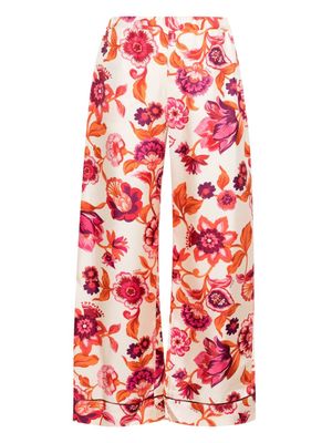 La DoubleJ floral-print pajama trousers - Neutrals