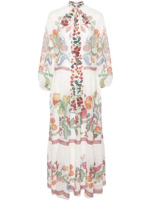 La DoubleJ floral-print silk maxi dress - White