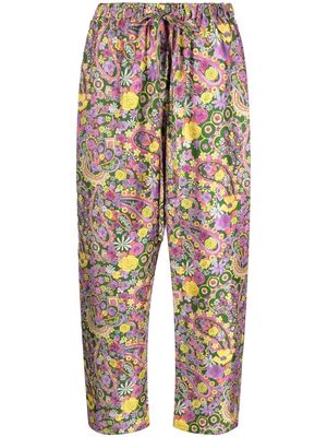 La DoubleJ floral-print silk trousers - Purple