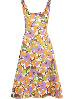La DoubleJ floral-print square neck dress - Purple