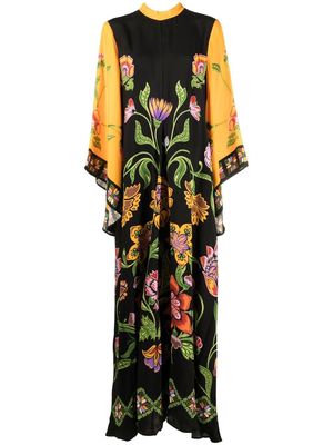 La DoubleJ folk floral-print long dress - Black