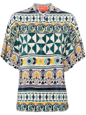 La DoubleJ geometric-pattern silk shirt - Neutrals