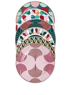 La DoubleJ graphic-print dessert plate set of six - Green