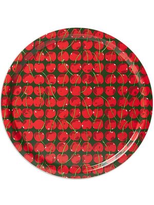 La DoubleJ graphic-print round tray - Red