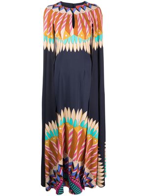 La DoubleJ Hathor cape-sleeves maxi dress - Blue
