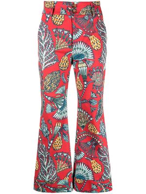 La DoubleJ Hendrix botanical-print flared trousers