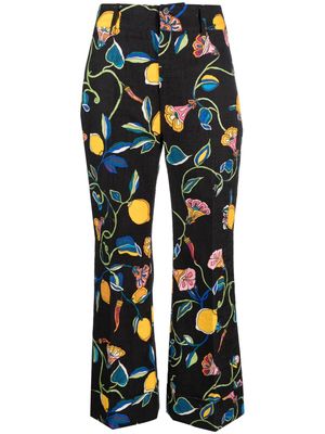 La DoubleJ Hendrix floral-print cropped trousers - Black