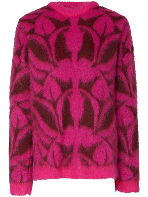 La DoubleJ intarsia-knit long-sleeve jumper - Pink