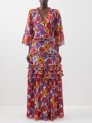 La DoubleJ - Jeanne Floral-print Cotton-blend Crepe Maxi Dress - Womens - Multi