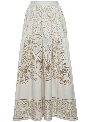 La DoubleJ Lacey Oscar embroidered skirt - Neutrals