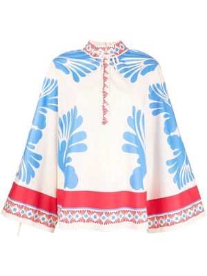 La DoubleJ mix-print oversized shirt - White