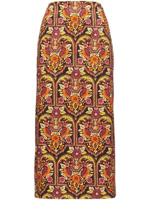 La DoubleJ patterned floral-print pencil skirt - Black