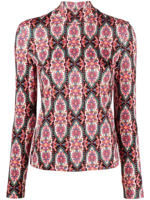 La DoubleJ patterned high neck blouse - Pink