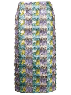 La DoubleJ Pharoah fringed Lurex pencil skirt - Multicolour