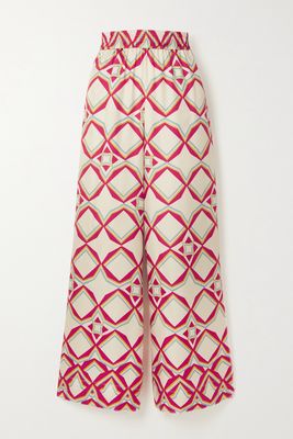 La DoubleJ - Printed Silk-twill Wide-leg Pants - Red