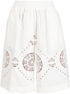 La DoubleJ Rocky two-tone embroidered shorts - White