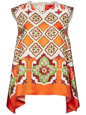 La DoubleJ San Carlo asymmetric printed silk blouse - Orange