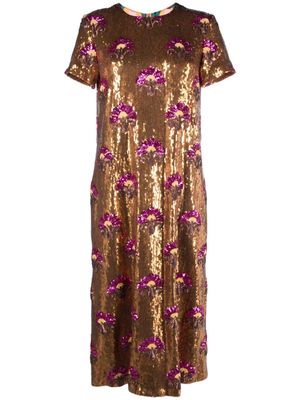 La DoubleJ sequin-embellished midi dress - Gold