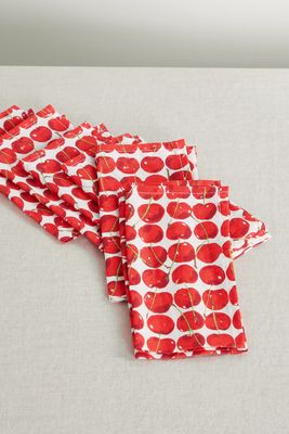 La DoubleJ - Set Of Six Printed Linen Napkins - Red