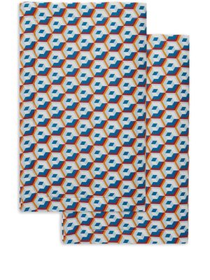La DoubleJ set of two abstract-print linen tablemats - Blue