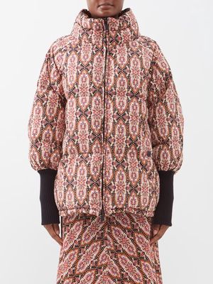 La DoubleJ - St Moritz Geometric-print Reversible Down Coat - Womens - Red Multi