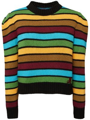 La DoubleJ stripe-pattern knitted jumper - Green