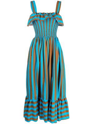 La DoubleJ striped flared midi dress - Blue