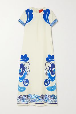 La DoubleJ - Swing Printed Silk-twill Midi Dress - Blue