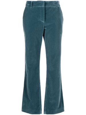 La DoubleJ velvet-finish cotton cropped trousers - Blue