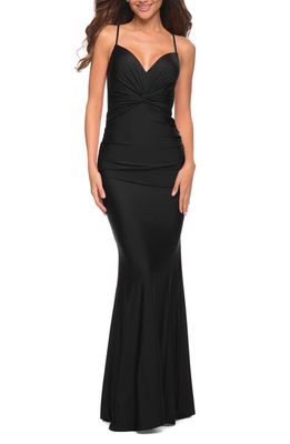 La Femme Gorgeous Luxe Jersey Gown in Black
