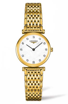 La Grande Classique de Longines Diamond Bracelet Watch, 24mm in Gold/Mop/Gold 