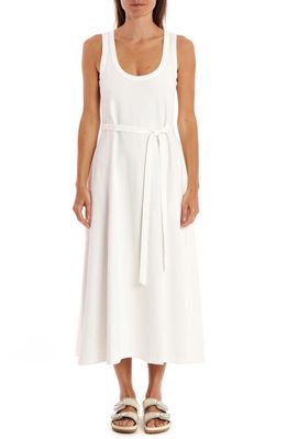 La Ligne Andie Belted Sleeveless Cotton Dress in White