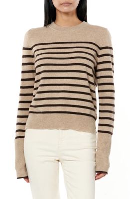 La Ligne Lean Lines Stripe Cashmere Sweater in Tan /Chocolate