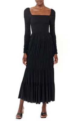 La Ligne Mary Alice Ruched Long Sleeve Tiered Maxi Dress in Black
