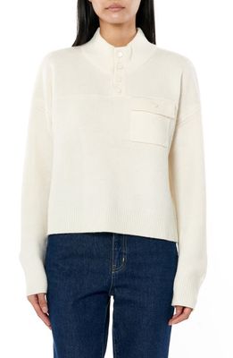 La Ligne Snap Placket Wool & Cashmere Sweater in Cream
